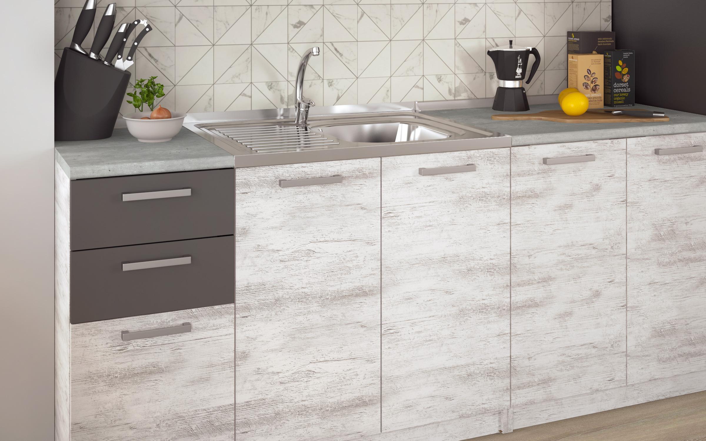 Kitchen with included thermo countertop Darina, Antique oak + anthracite matt  4